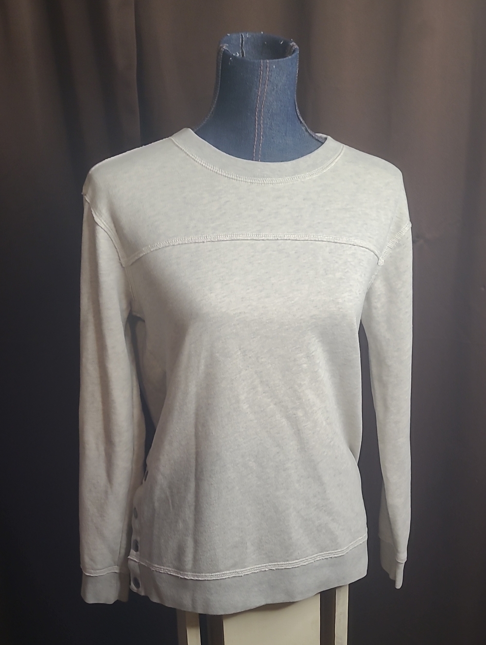 Abercrombie & Fitch Light Heather Gray Sweatshirt with Side Snaps